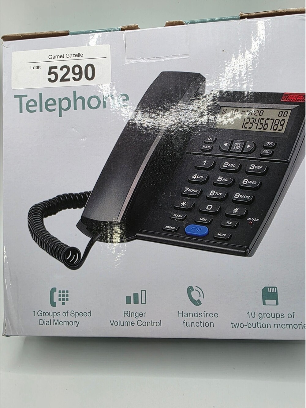 Caller ID Corded Landline Telephone Speakerphone Memory Black Open Box
